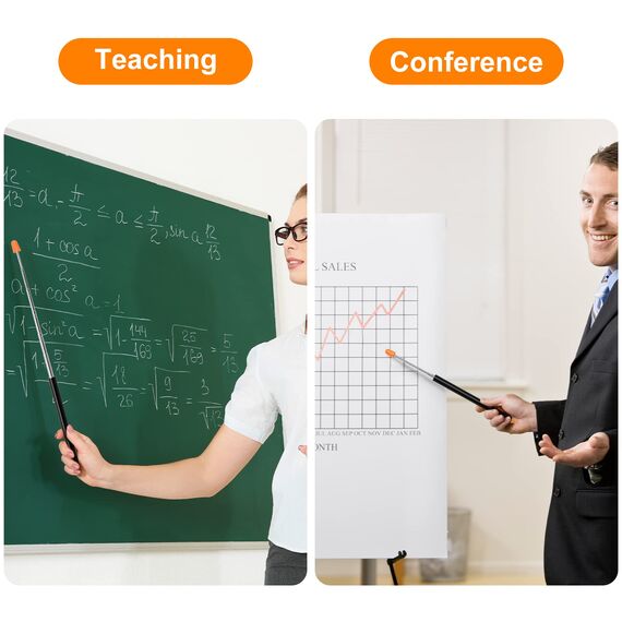 Vicloon Zeigestab Ausziehbar,120cm Ausziehbar Teleskopstab mit 2 Lanyard,Rostfreier Stahl,für Lehrer Whiteboard Tafel Zeiger für Präsentationen, Formate, Seminare