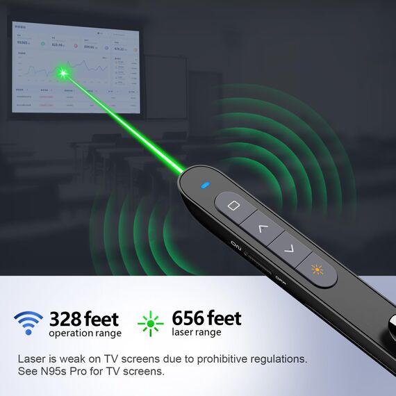 Norwii N27/N76 Aufladbare Präsentations-Fernbedienung für PowerPoint, Drahtloser Presenter mit Zeiger und 100m Reichweite, Ideal für Lehrer und Präsentatoren, macOS Kompatibel (Grün)