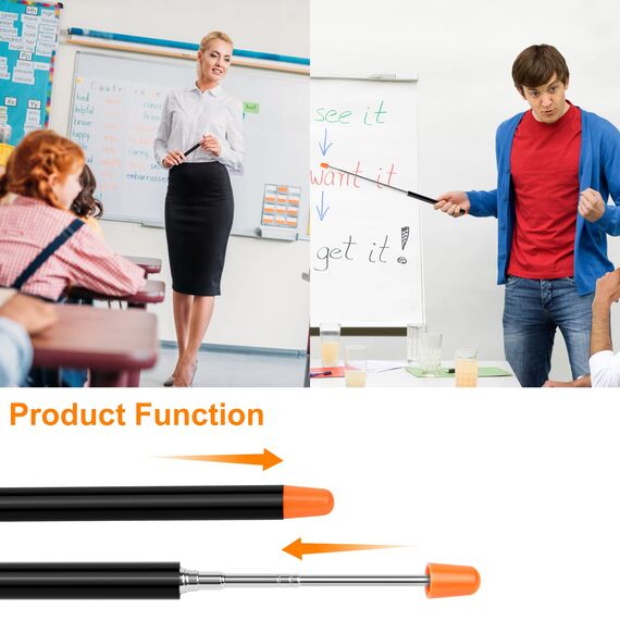 Vicloon Zeigestab Ausziehbar,120cm Ausziehbar Teleskopstab mit 2 Lanyard,Rostfreier Stahl,für Lehrer Whiteboard Tafel Zeiger für Präsentationen, Formate, Seminare