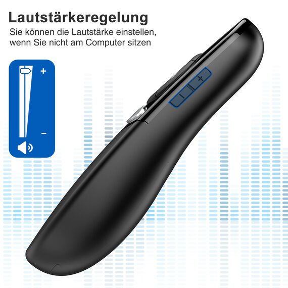 Digitaler Presenter, USB C Kabellose 2.4 GHz Powerpoint Fernbedienung, Pointer für Präsentationen mit Spotlight/Lupe/Digitaler/Physikalischer Pointer für Windows 8/10/Mac SO 11.12/LCD/LED