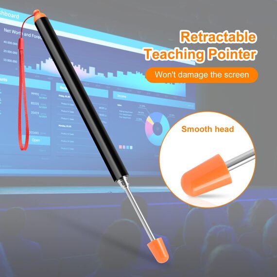 Vicloon Zeigestab Ausziehbar,120cm Ausziehbar Teleskopstab mit 2 Lanyard,Rostfreier Stahl,für Lehrer Whiteboard Tafel Zeiger für Präsentationen, Formate, Seminare