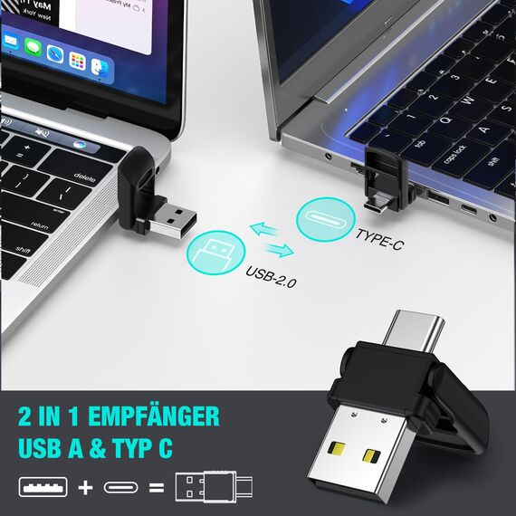 USB C Presenter Wiederaufladbar, Kabellose 2.4 GHz Pointer für Präsentationen via Typ C und USB Empfänger, Rot Licht Powerpoint presenter für Windows 7/8/10/Mac IOS 3/Linux/Android 4.3/PowerPoint