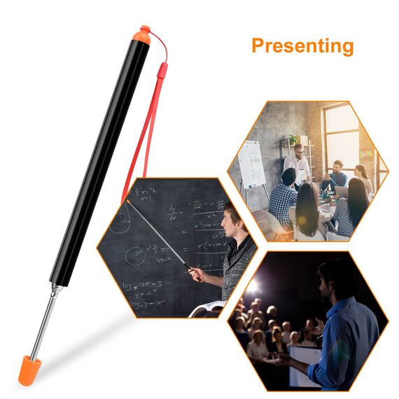 Vicloon Zeigestab Ausziehbar,120cm Ausziehbar Teleskopstab mit 2 Lanyard,Rostfreier Stahl,für Lehrer Whiteboard Tafel Zeiger für Präsentationen, Formate, Seminare