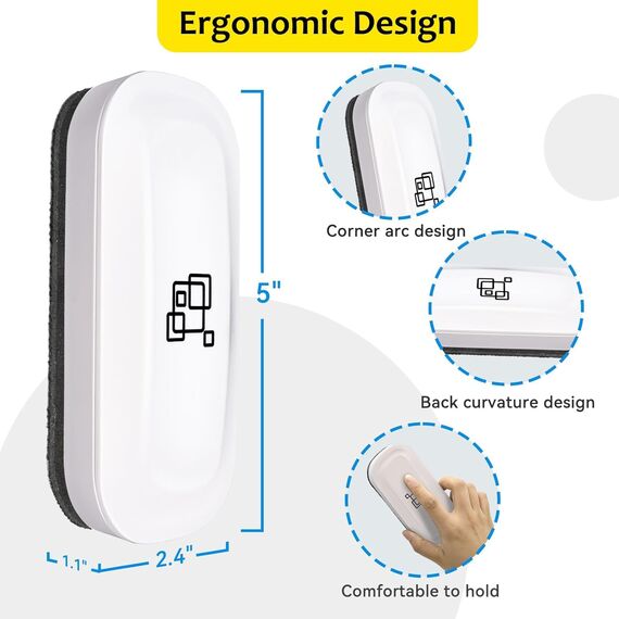 maxtek Whiteboard Schwamm Magnetisch, 2er Pack Starker Magnetischer Radierer, Whiteboard Zubehör & Eraser für Trockenreinigung auf vielen Oberflächen (Weiß, 2 Stück)