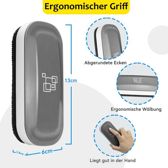 maxtek Whiteboard Schwamm Magnetisch, 2er Pack Starker Magnetischer Radierer, Whiteboard Zubehör & Eraser für Trockenreinigung auf vielen Oberflächen (Grau, 2 Stück)