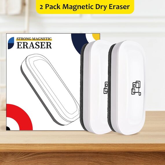 maxtek Whiteboard Schwamm Magnetisch, 2er Pack Starker Magnetischer Radierer, Whiteboard Zubehör & Eraser für Trockenreinigung auf vielen Oberflächen (Weiß, 2 Stück)