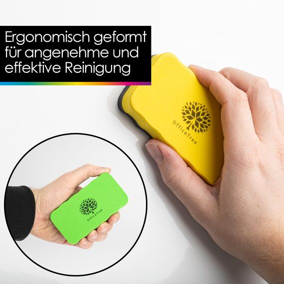 OfficeTree 6x Whiteboard Schwamm Magnetisch - 6 Farben - trocken Whiteboardreiniger entfernt Schrift und Zeichnungen - Tafelwischer - Magnetschwamm - Tafellöscher - Schwamm Whiteboard Eraser