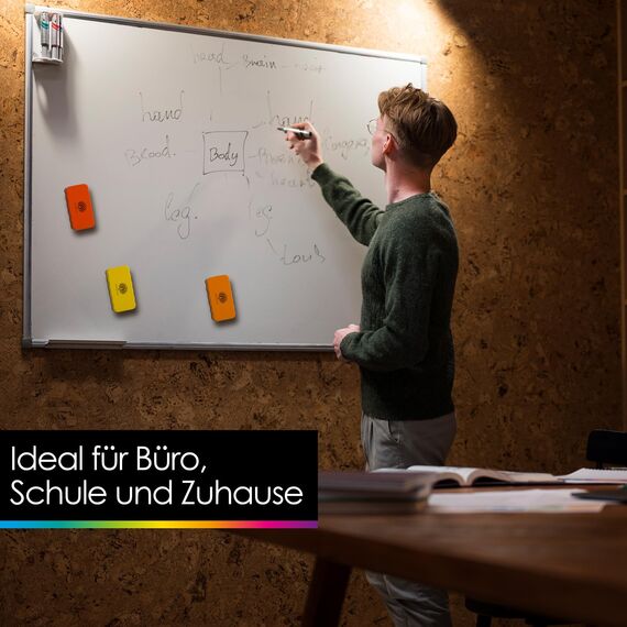 OfficeTree 6x Whiteboard Schwamm Magnetisch - 6 Farben - trocken Whiteboardreiniger entfernt Schrift und Zeichnungen - Tafelwischer - Magnetschwamm - Tafellöscher - Schwamm Whiteboard Eraser