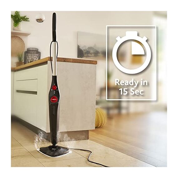 Vileda Steam Plus Dampfreiniger mit 2 Mikrofaserpads | Hygienischer Bodenreiniger für alle Böden & Teppiche | Antibakteriell ohne Chemie | Aufheizzeit: 15 Sekunden