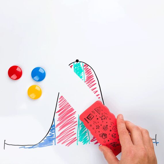 Trodat Radierschwamm für Whiteboards – magnetisch haftend, Zeichnungen von Markern und Stiften trocken abwischen – Größe 10,5 x 5,5 x 1,8 cm, Gelb