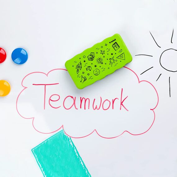 Trodat Radierschwamm für Whiteboards – magnetisch haftend, Zeichnungen von Markern und Stiften trocken abwischen – Größe 10,5 x 5,5 x 1,8 cm, Gelb