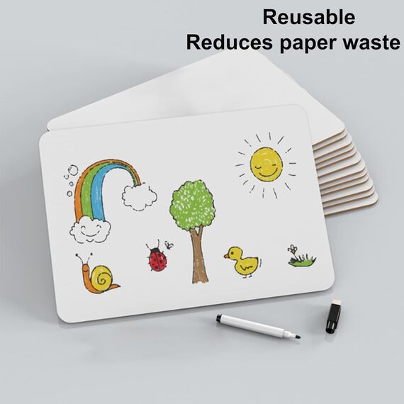 Hisredsun 52 Stück whiteboard klein, Mini Whiteboard a4, abwischbare tafel mit 52 Stiften und 52 Radiergummis, kleines whiteboard für Klassenzimmer, Zuhause und Büro