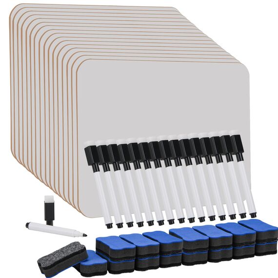 Hisredsun 16 Stück whiteboard klein, Mini Whiteboard a4, abwischbare tafel mit 16 Stiften und 16 Radiergummis, kleines whiteboard für Klassenzimmer, Zuhause und Büro