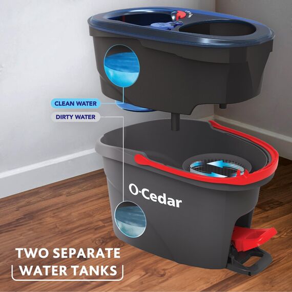 O-Cedar RinseClean Drehmopp und Eimersystem, reinigt mit klarem Wasser, entfernt 99% der Bakterien