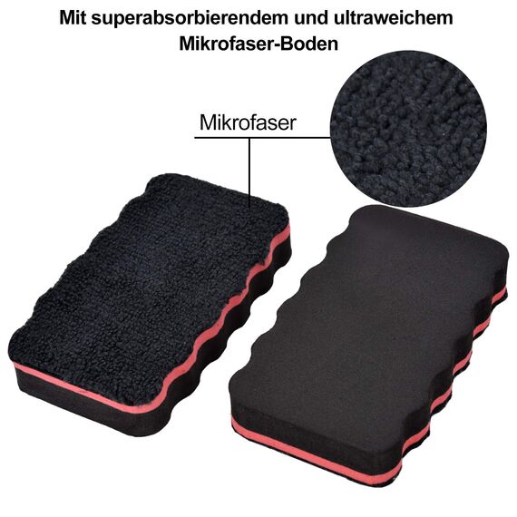 Willingood 6er Set Whiteboard Schwamm, Magnetische und Handwaschbare Whiteboardlöscher, Mikrofaser Whiteboard Radierer für Flipchart, Memoboard, Magnettafel, Schreibtafel (3 Schwarz + 3 Grau)