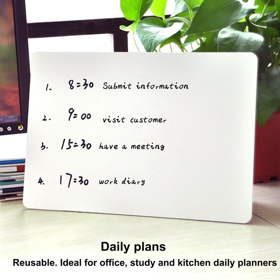 Hisredsun 1 Stück whiteboard klein, Mini Whiteboard a4, abwischbare tafel mit 1 Stiften und 1 Radiergummis, kleines whiteboard für Klassenzimmer, Zuhause und Büro