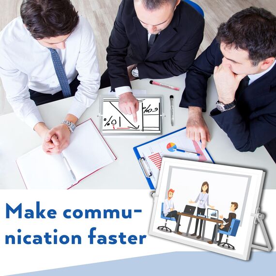 Nicpro Trockenlöschung Mini Whiteboard A4, Doppelseitiges Magnetische Desktop Schreibtafel mit Ständer, Stiften, Tragbare Staffelei Whiteboard für Kinder, Studenten, Schulbedarf, Büro (20 x 30 cm)