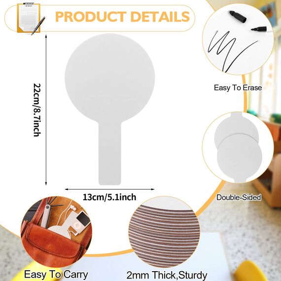 25 Stück trocken abwischbare Antwortpaddel, tragbare doppelseitige Mini-Whiteboards, kleine Whiteboards, trocken abwischbare Schilder, Auktionspaddel für Studenten, Klassenzimmer, Abstimmungsspiele
