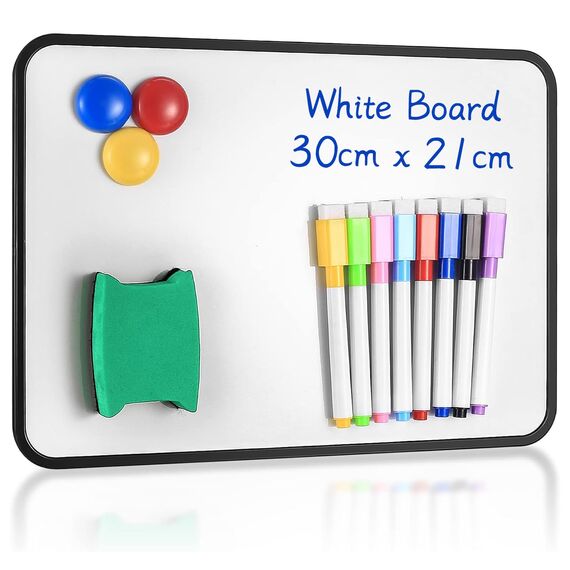 Yibaijia Whiteboard Magnetwand, kleine doppelseitige Whiteboard Trocken abwischbare, A4-Format Magnettafel Magnetwand, mit trocken abwischbaren Stiften, Radiergummi, 30 x 21 cm