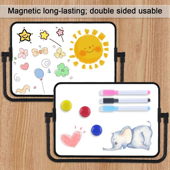 Whiteboard Magnetwand, kleine doppelseitige Whiteboard Trocken abwischbare, A4 Format Magnettafel Magnetwand, mit trocken abwischbaren Stiften, Radiergummi, Magneten, Halterung, 30x21cm