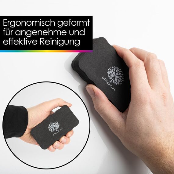 OfficeTree 6x Whiteboard Schwamm Magnetisch - Schwarz - Whiteboardreiniger entfernt Schrift und Zeichnungen - Tafelwischer - Magnetschwamm - Tafelwischer Whiteboard magnetisch