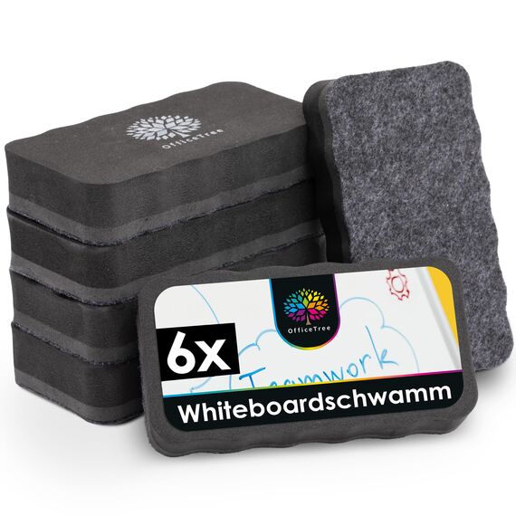 OfficeTree 6x Whiteboard Schwamm Magnetisch - Schwarz - Whiteboardreiniger entfernt Schrift und Zeichnungen - Tafelwischer - Magnetschwamm - Tafelwischer Whiteboard magnetisch