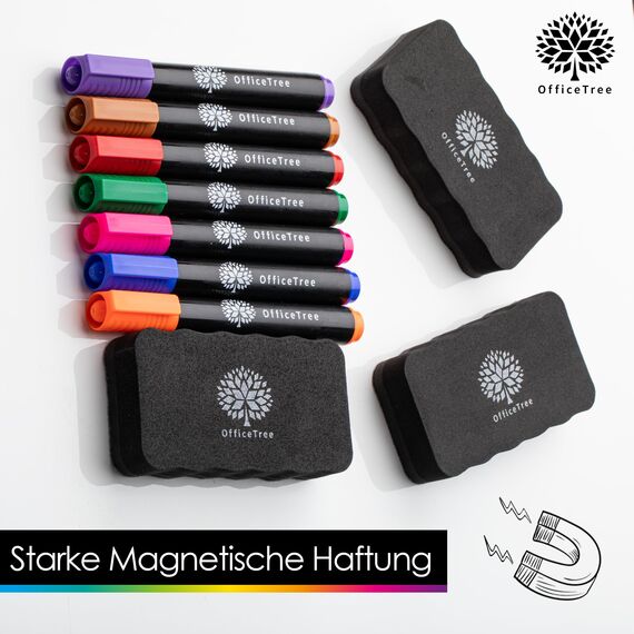 OfficeTree 6x Whiteboard Schwamm Magnetisch - Schwarz - Whiteboardreiniger entfernt Schrift und Zeichnungen - Tafelwischer - Magnetschwamm - Tafelwischer Whiteboard magnetisch