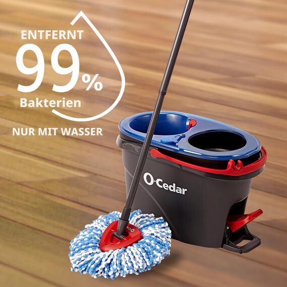 O-Cedar RinseClean Drehmopp und Eimersystem, reinigt mit klarem Wasser, entfernt 99% der Bakterien