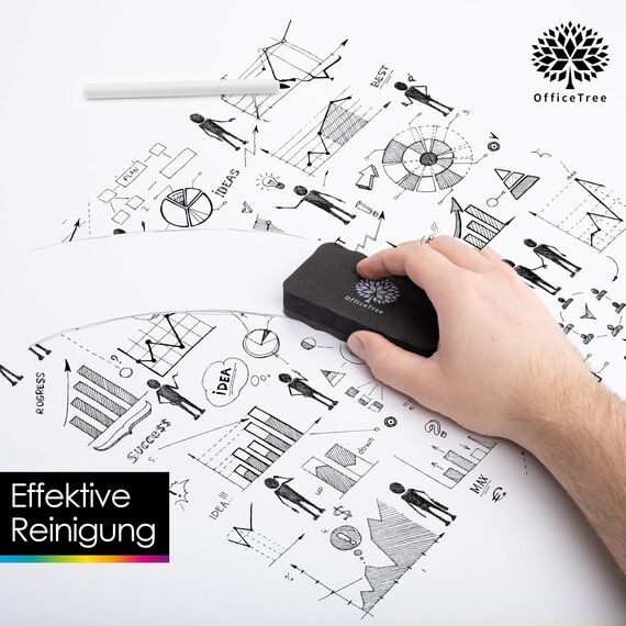 OfficeTree 6x Whiteboard Schwamm Magnetisch - Schwarz - Whiteboardreiniger entfernt Schrift und Zeichnungen - Tafelwischer - Magnetschwamm - Tafelwischer Whiteboard magnetisch