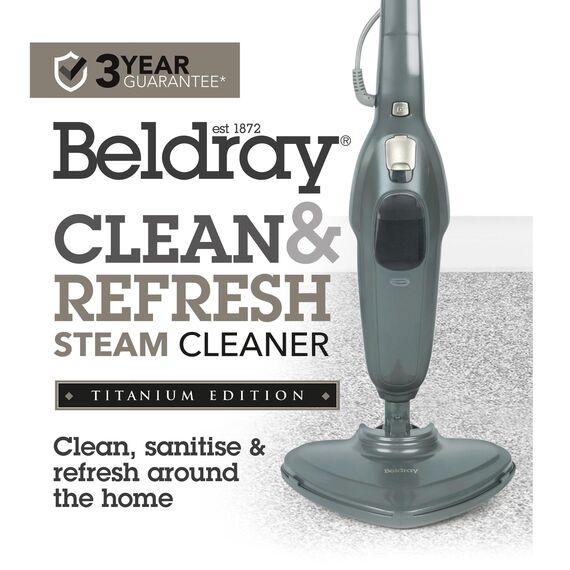 Beldray BEL01986 Clean & Refresh Steam Cleaner – Steam Mop, Chemical-Free Cleaning, Precision-Shaped Head for Corners, Fast Heat Up, 350 ml Water Tank, Carpet, Laminate, Wood, Tiles, 1300W
