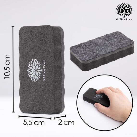 OfficeTree 6x Whiteboard Schwamm Magnetisch - Schwarz - Whiteboardreiniger entfernt Schrift und Zeichnungen - Tafelwischer - Magnetschwamm - Tafelwischer Whiteboard magnetisch