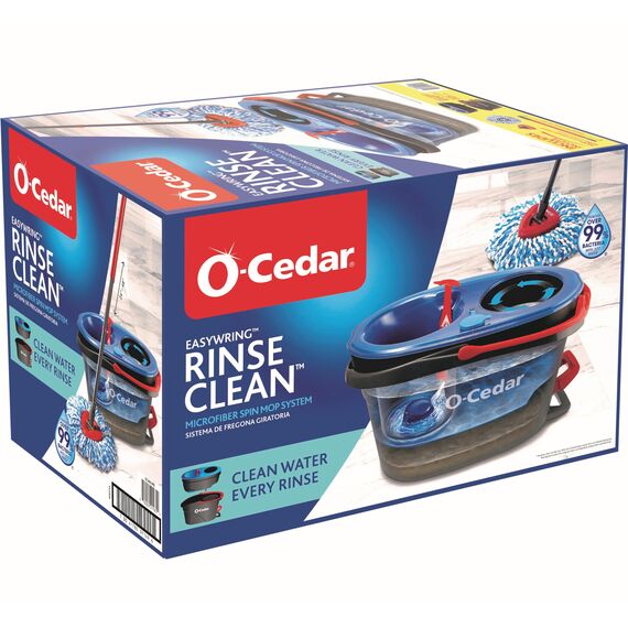 O-Cedar RinseClean Drehmopp und Eimersystem, reinigt mit klarem Wasser, entfernt 99% der Bakterien