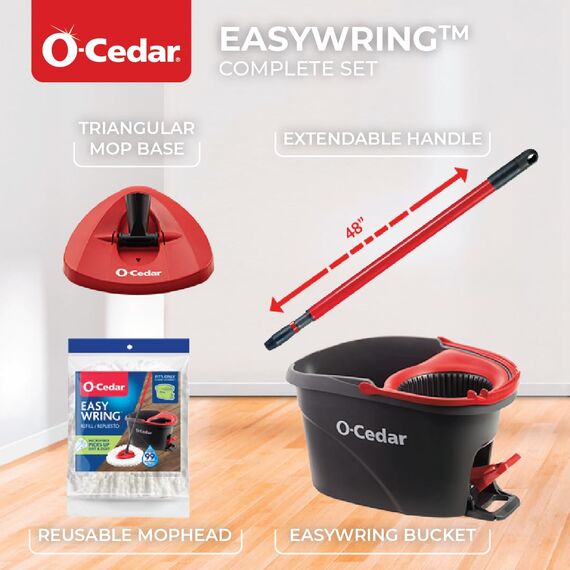 O-Cedar EasyWring SpinMop, Plastik, rot, grau, Standard