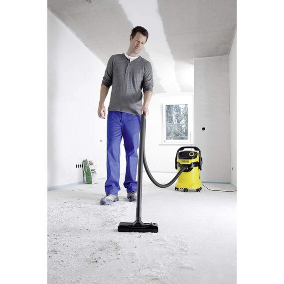 Kärcher Nass-/Trockensauger WD 5 (Tatsächliche Saugleistung: 240 Air Watt, Behältergröße: 25 l, Blasfunktion, Saugen von trockenem und nassem Schmutz ohne Filterwechsel), Schwarz, Gelb