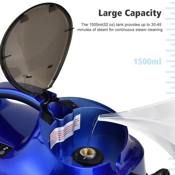 RELAX4LIFE Dampfreiniger 2000W, Dampfdruck: 4 bar, Tank: 1,5 L, Dampfzeit: bis 45 Min., bis 108°C, Dampfsauger mit LED-Licht & Überhitzungsschutz, inkl. 19 Zubehör, für Böden, Teppiche, Sofa (Blau)