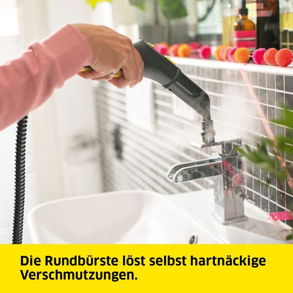 Kärcher Dampfreiniger SC 5 EasyFix Iron mit Heißwasser-Zuschaltung, Dampfdruck: 4,2 bar, Aufheizzeit: 3 min., Fläche: ca. 150 m², Tank: 0,5 l + 1,5 l, Bodenreinigungsset EasyFix und Düsen
