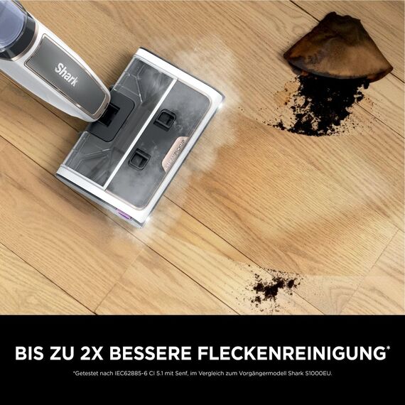 Shark SteamPickUp 3-in-1-Dampfreiniger, harte Böden, chemiefrei, reinigt nassen & trockenen Schmutz, 420ml Fassungsvermögen, Extra-Bürstenrolle, Aufbewahrungsstation, Bürstenrollenhalter, Weiß SD200EU