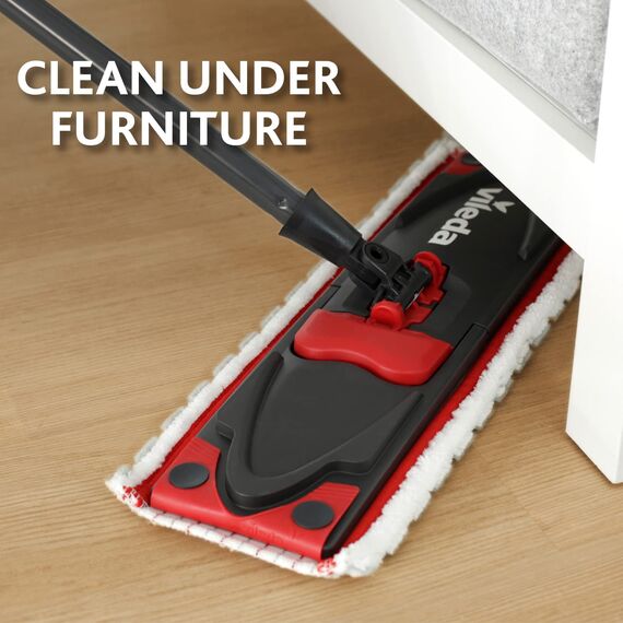 Vileda - Alle Bodenreinigungssystem mit Eimer, Abtropfgestell und Ständer mit Mikrofasertuch - Schwarz/Rot