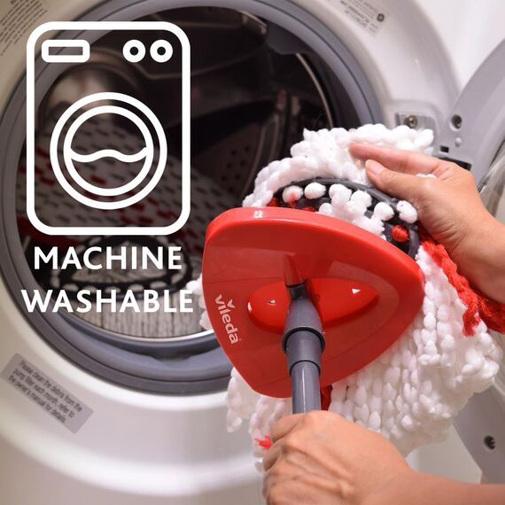 Vileda Turbo Wischmopp Komplett Set | Mikrofaser-Mopp mit Teleskopstiel & Eimer mit Schleuder - Hygienisches und nachhaltiges Wischsystem mit Pedal | Für Fliesen, Laminat & Parkett | Eco-Verpackung