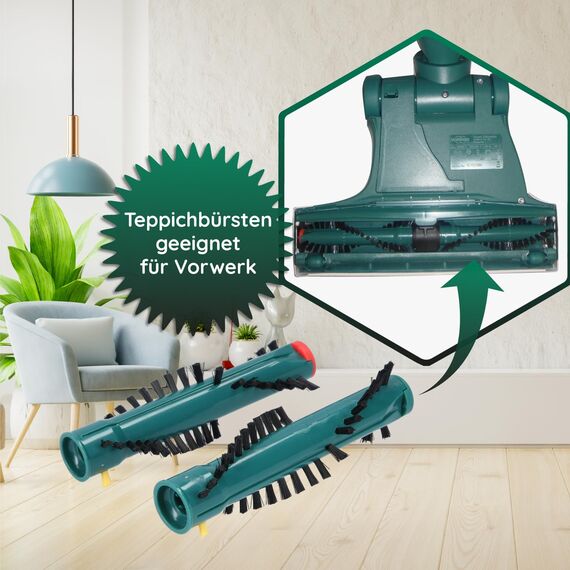 McFilter | 2 Ersatzbürsten geeignet für Vorwerk Kobold Tiger EB 360 370 EB360 EB370 Elektrobürste für Staubsauger | kompatibel mit Kobold und Tiger VK und VT