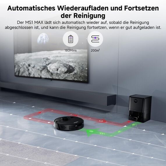 MONSGA Saugroboter mit Wischfunktion, 3.5L Staubsauger Roboter mit Absaugstation, 5000Pa Saugkraft, 180Min Laufzeit, LiDAR Navigation, Starke Saugkraft ideal für Teppich und Tierhaare, APP Steuerung