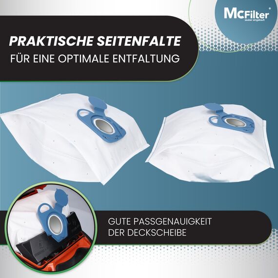 McFilter I 20 Staubsaugerbeutel geeignet für Rowenta Compact Power RO3969EA, RO3927EA, RO3953, RO3950, RO6432EA, ZR200520, ZR200720, ZR200920 Staubsauger, 5-lagiger Beutel aus Vlies, Typ RSM 3