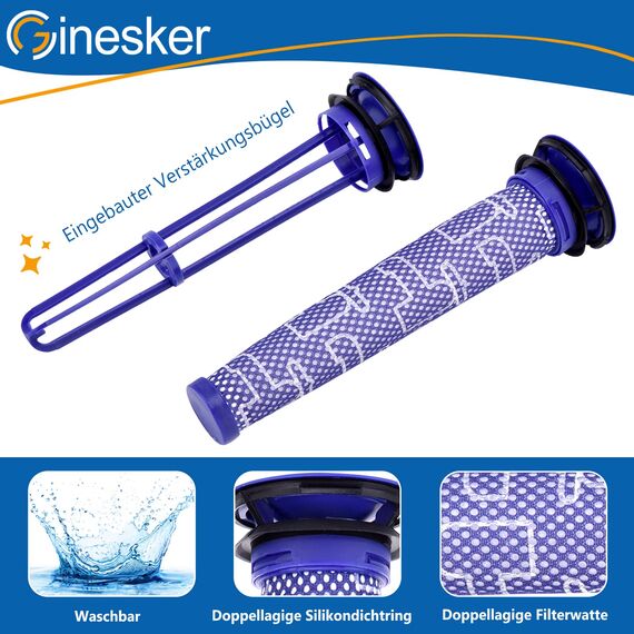 V8 Filter für Dyson 2 Stück V7 V8 HEPA-Nachmotorfilter Kit & 2 Vorfilter Ersatzfilter für Dyson V7 V8 Animal und Absolute Cordless Staubsauger # DY-96566101, DY-96747801