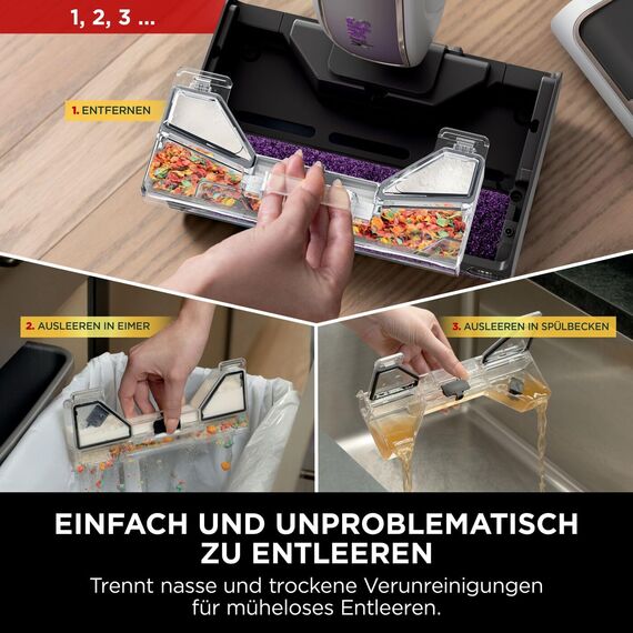 Shark SteamPickUp 3-in-1-Dampfreiniger, harte Böden, chemiefrei, reinigt nassen & trockenen Schmutz, 420ml Fassungsvermögen, Extra-Bürstenrolle, Aufbewahrungsstation, Bürstenrollenhalter, Weiß SD200EU