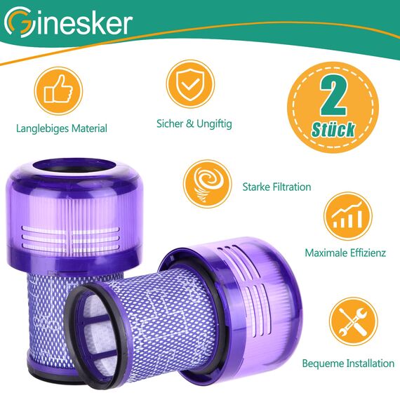 V12 Filter für Dyson V12 Detect Slim Absolute Extra Staubsauger, Ersatzfilter für Dyson V12 Slim Motorhead Complete Ersatzteile Zubehör 971517-01, 2 Stück