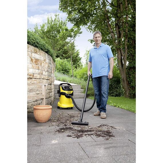 Kärcher Nass-/Trockensauger WD 5 (Tatsächliche Saugleistung: 240 Air Watt, Behältergröße: 25 l, Blasfunktion, Saugen von trockenem und nassem Schmutz ohne Filterwechsel), Schwarz, Gelb