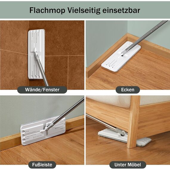 JOYMOOP Mopp und Eimer mit Wringer Set für Zuhause, Flaches Mopp- und Eimersystem, Mopps für Bodenreinigung und Wandreiniger, mit 3 wiederverwendbaren Mikrofaser-Mopp-Pads