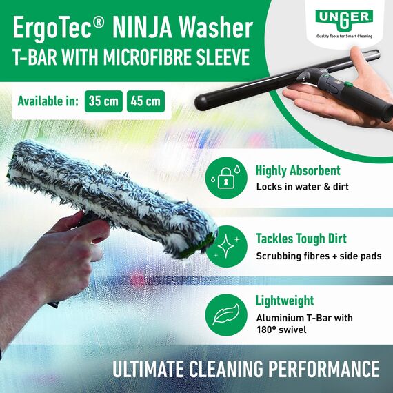 Unger NA350 ErgoTec Ninja Einwascher, Grau/Schwarzem, 35cm Größe