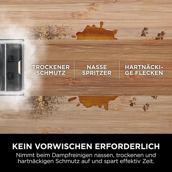 Shark SteamPickUp 3-in-1-Dampfreiniger, harte Böden, chemiefrei, reinigt nassen & trockenen Schmutz, 420ml Fassungsvermögen, Extra-Bürstenrolle, Aufbewahrungsstation, Bürstenrollenhalter, Weiß SD200EU