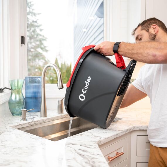 O-Cedar Mop und Eimer Frustfreie Verpackung Microfiber Floor Cleaning System Spin Mop and Bucket with 4 Extra Refills